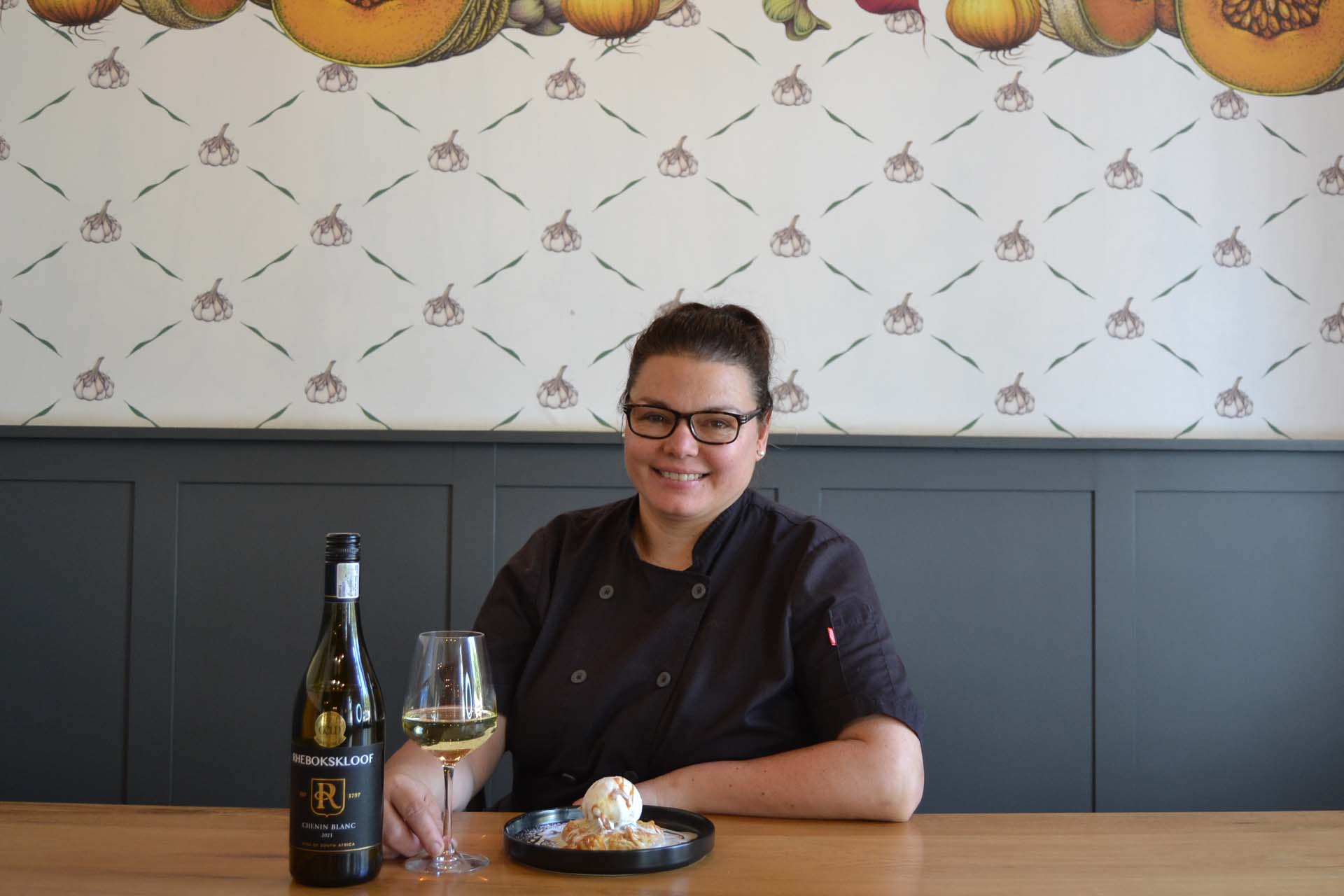 Rhebokskloof executive chef Belinda Ferus with a food and wine pairing from the desserts off the new winter menu
